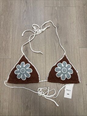 RVCA Crochet halter triangle top M